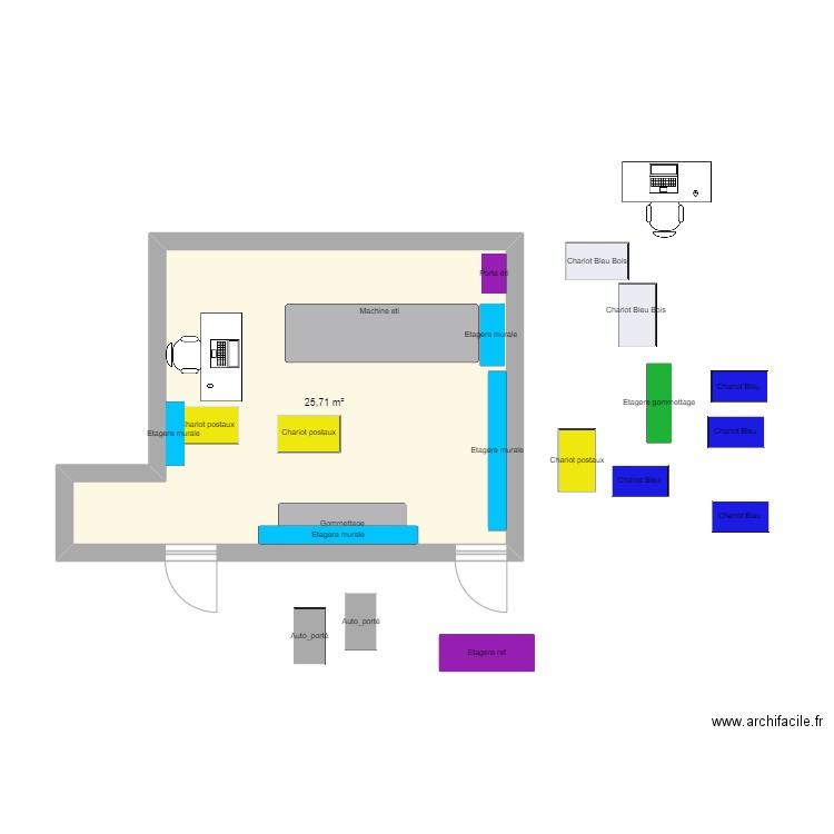 Etiquetage v3 grosse machine. Plan de 1 pièce et 26 m2