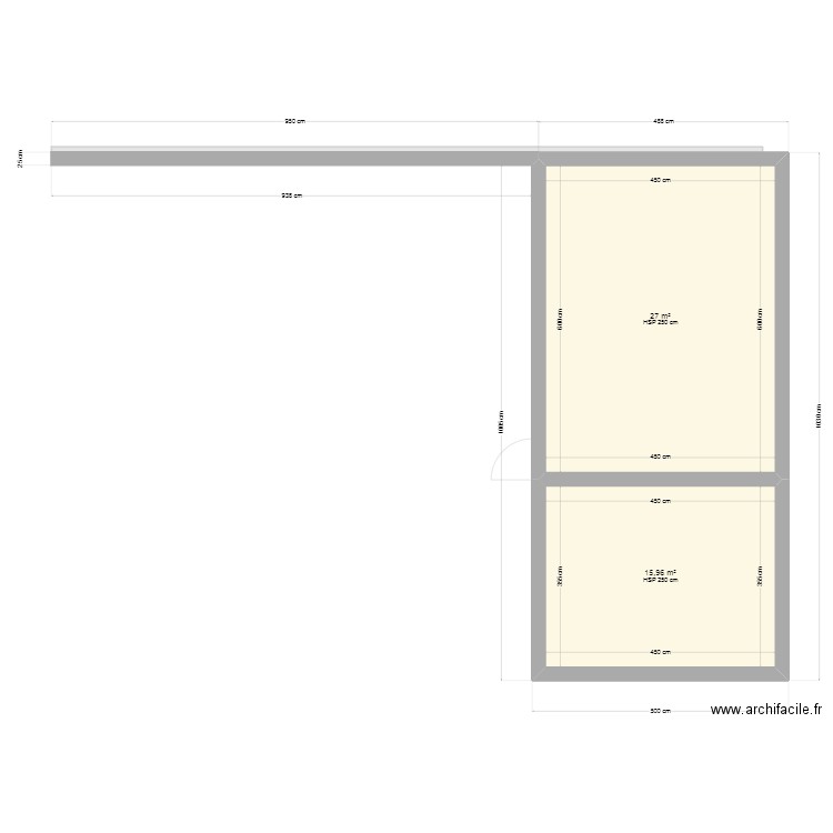 Plan garage V1. Plan de 3 pièces et 69 m2