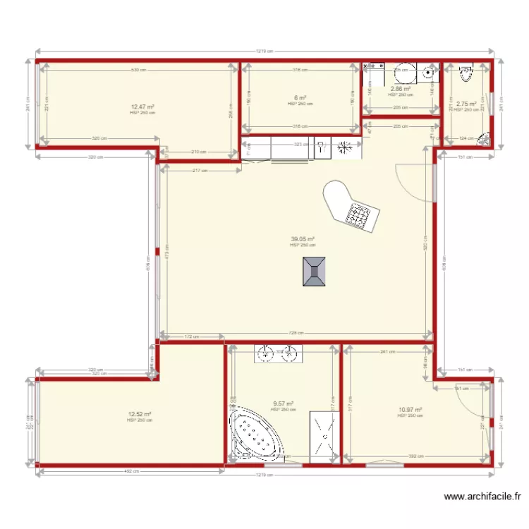 Maison Habitation 1BIS. Plan de 