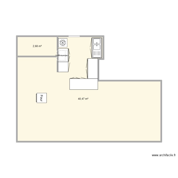 aménagement maison Tonton/ Martine . Plan de 2 pièces et 43 m2