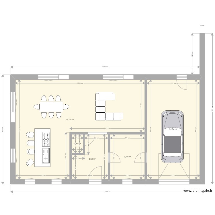 Dessy V3. Plan de 5 pièces et 108 m2