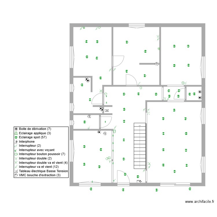 jerome eclairage RdC. Plan de 9 pièces et 102 m2