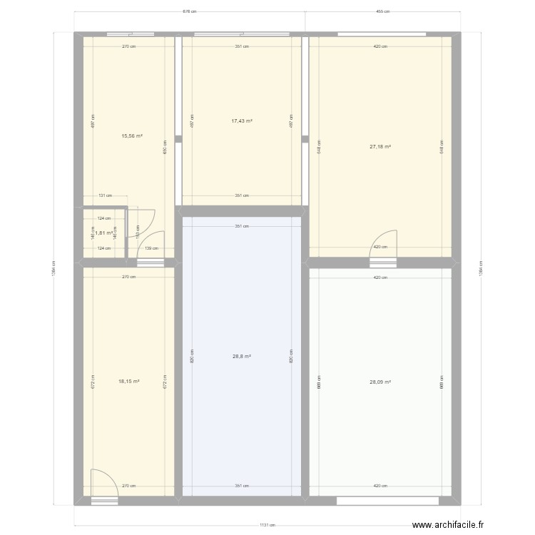 BARESIA RDC. Plan de 7 pièces et 137 m2