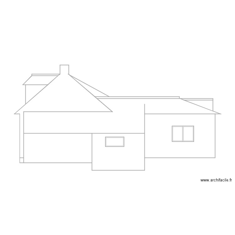 Façade Est Maison La Croixille. Plan de 9 pièces et 36 m2