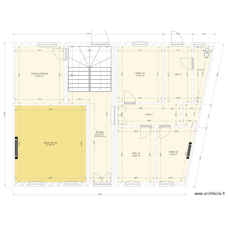 Etage cotation. Plan de 10 pièces et 116 m2