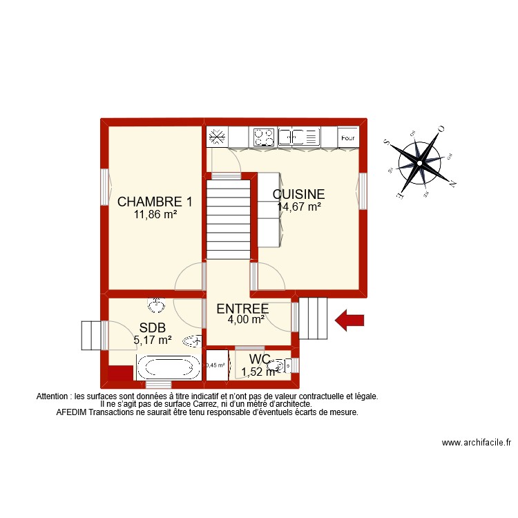 BI 9513 RDC pascal. Plan de 8 pièces et 41 m2