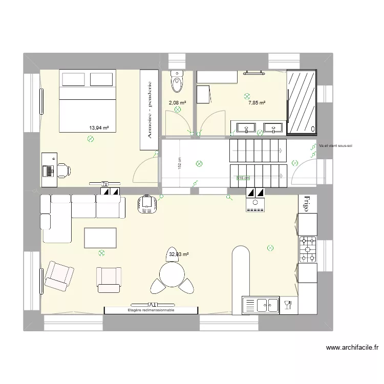 Rez de chauss&eacute;e &eacute;clairage. Plan de 