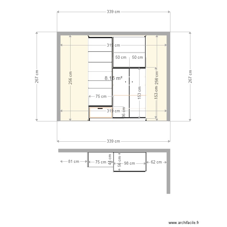 armoire chambre fond 2. Plan de 0 pièce et 0 m2