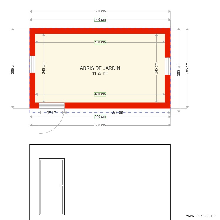 BI 4974 abri de jardin côté. Plan de 0 pièce et 0 m2