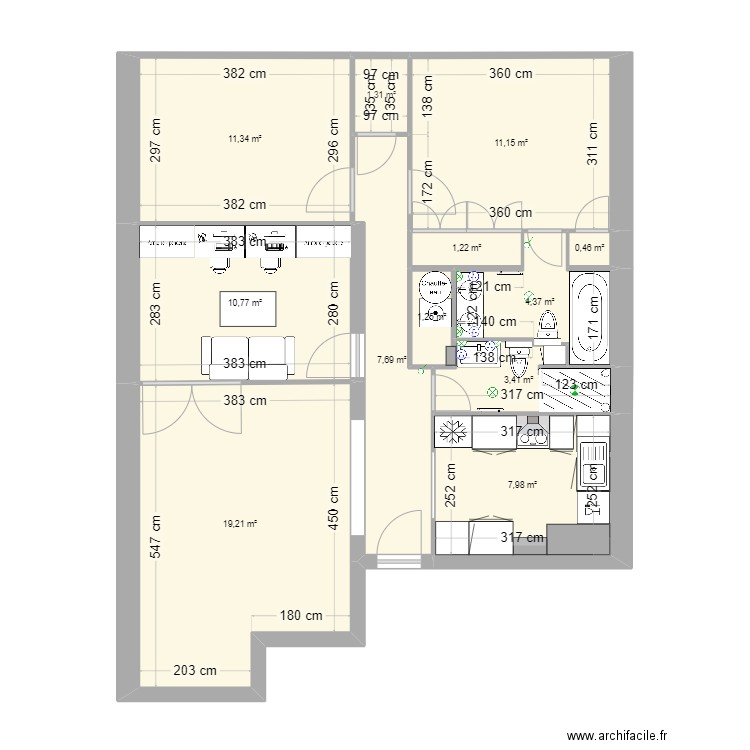 Plan eastman devis bis. Plan de 12 pièces et 80 m2