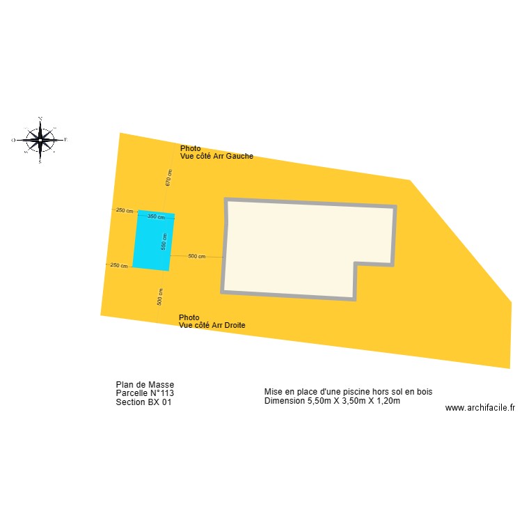 plan N. Plan de 1 pièce et 125 m2