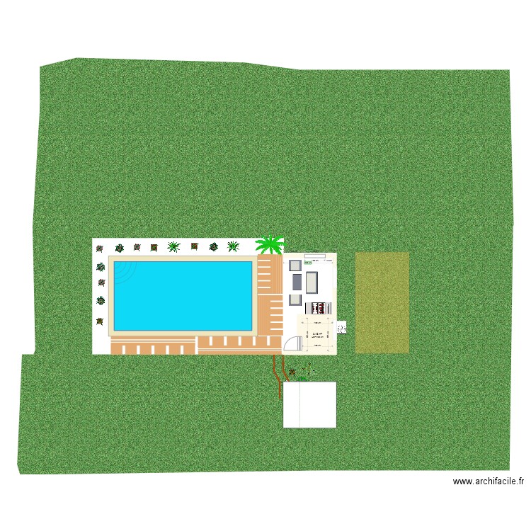 terrasse couverte. Plan de 1 pièce et 3 m2