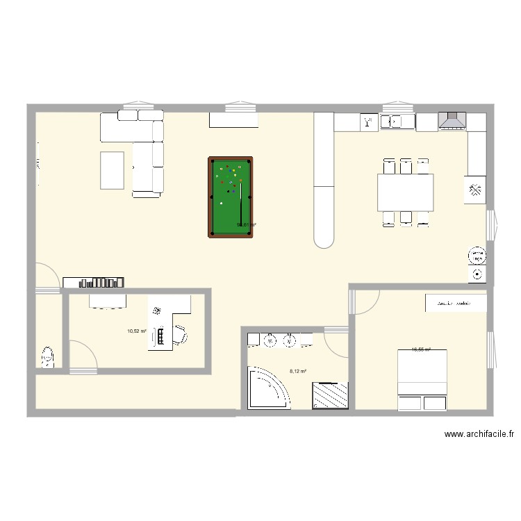 projet habitation magasin. Plan de 4 pièces et 134 m2