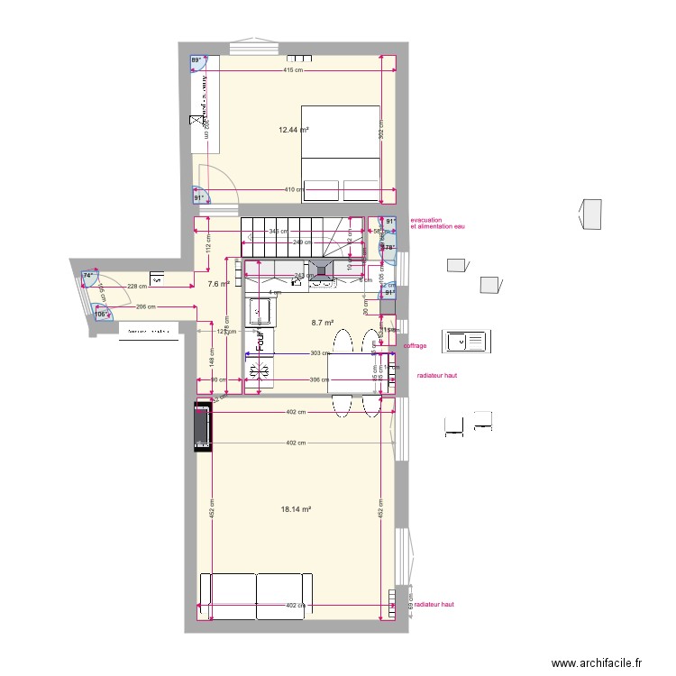 plan 1 3 eme etage cuisine ever derriere frigo L. Plan de 0 pièce et 0 m2