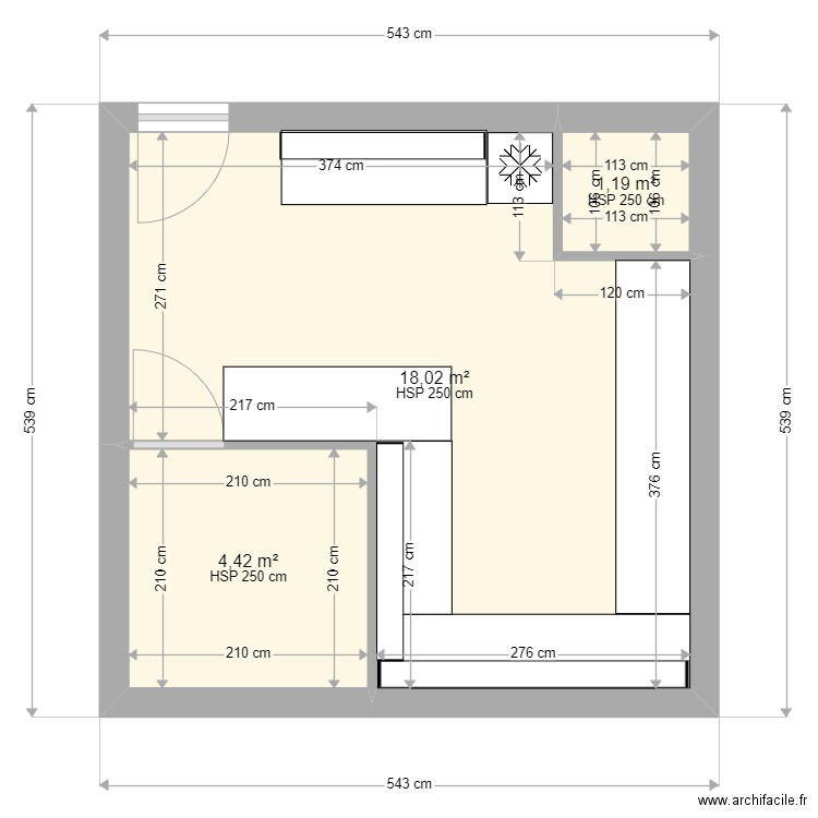 Carin V 1.0. Plan de 3 pièces et 24 m2