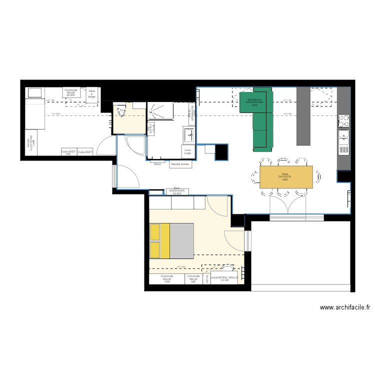 TERRAIN. Plan de 9 pièces et 82 m2