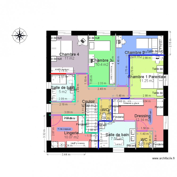 plan2 étage 100 m carre. Plan de 0 pièce et 0 m2