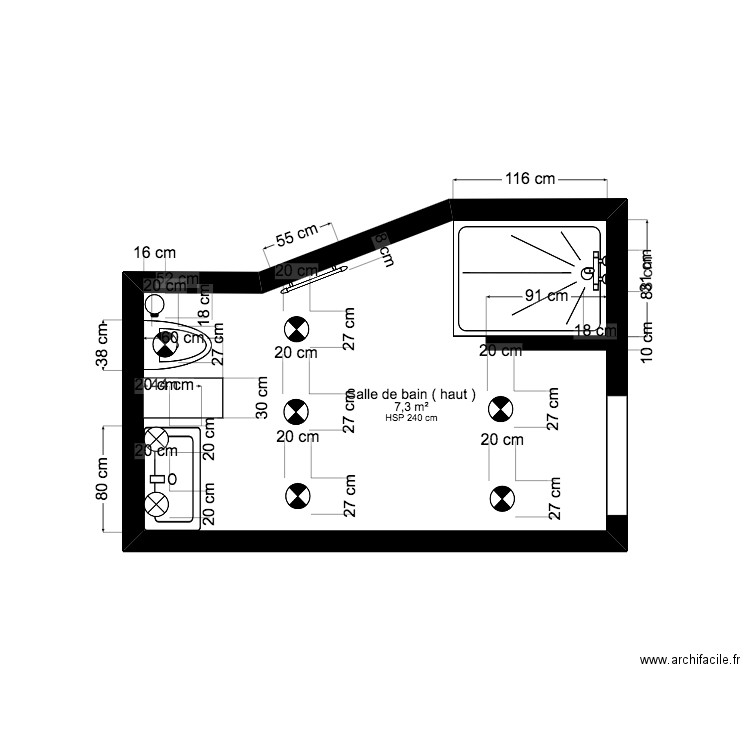 Salle de bain ( Annie - Montpellier ). Plan de 1 pièce et 7 m2