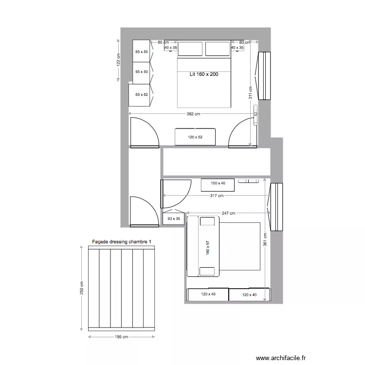 chambres 1 et 2 v1a. Plan de 