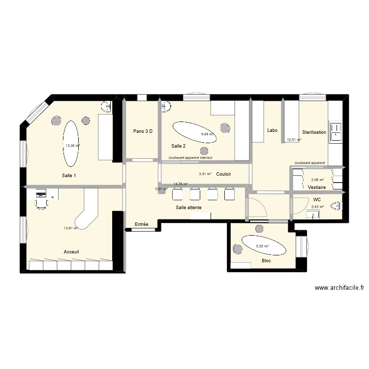 CABINET IMPLANTATION . Plan de 10 pièces et 78 m2