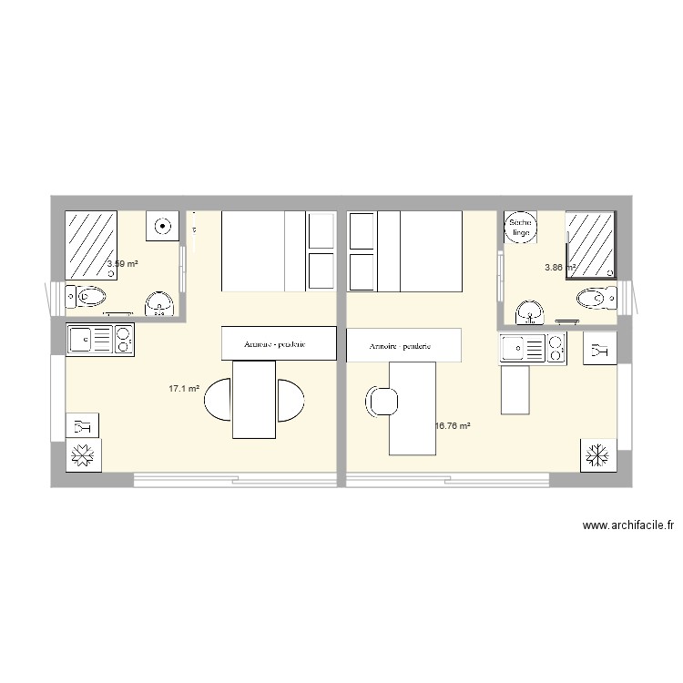 studio 50m2. Plan de 0 pièce et 0 m2