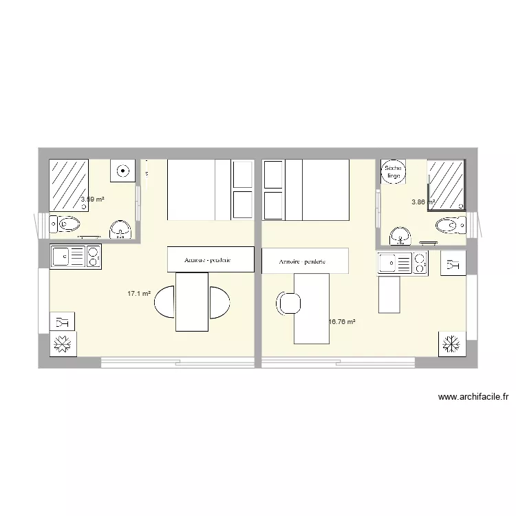 studio 50m2. Plan de studio 50m2. Plan de