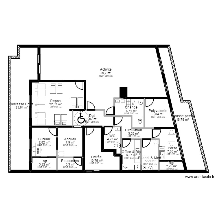 92 VANVES 22 Coche Fr JL Archi porteurs V ArL ss fond V2. Plan de 18 pièces et 211 m2