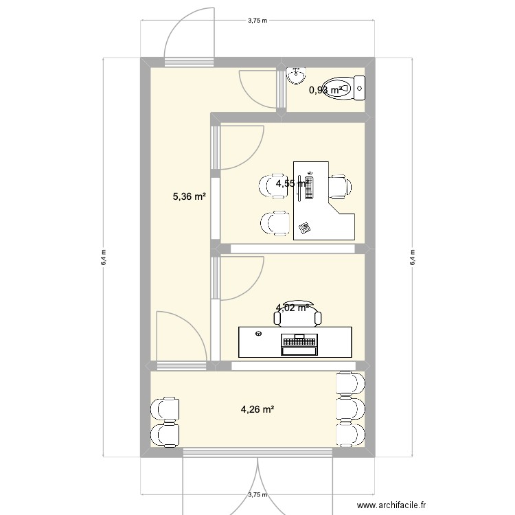LastUndo. Plan de 5 pièces et 19 m2