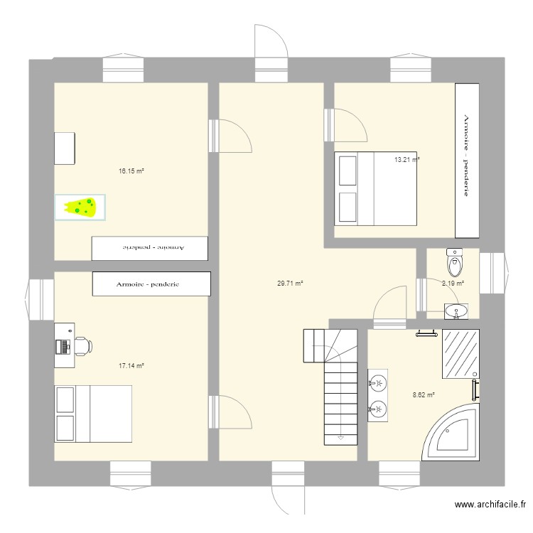 1er etage. Plan de 0 pièce et 0 m2