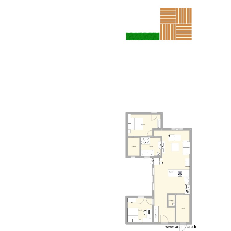 MAISON 2. Plan de 7 pièces et 85 m2