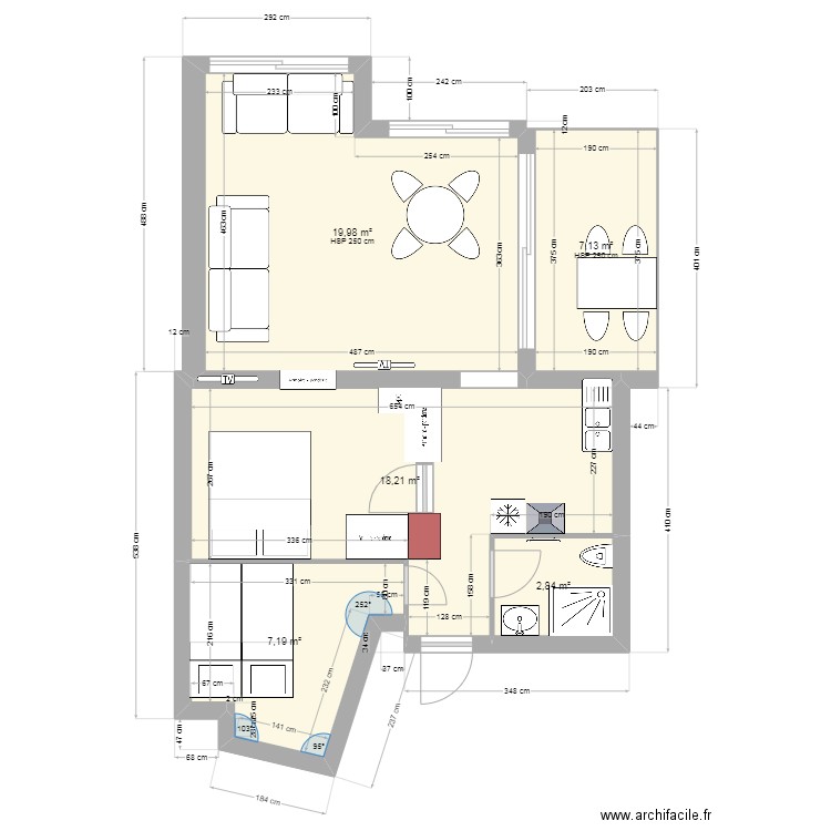 aravis. Plan de 5 pièces et 55 m2