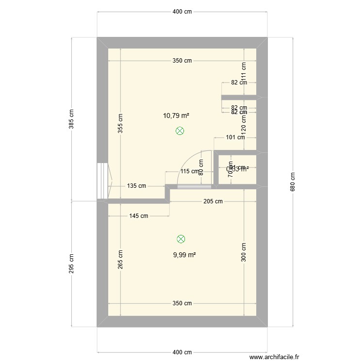 SdB - Plan 3 pièces 21 m2 dessiné par Dadou12800