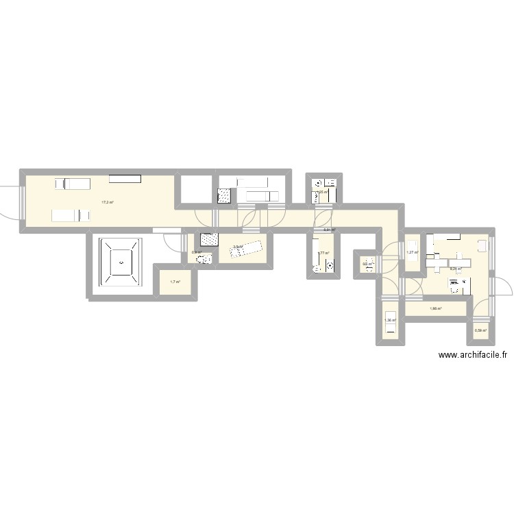 Manutea spa. Plan de 13 pièces et 50 m2