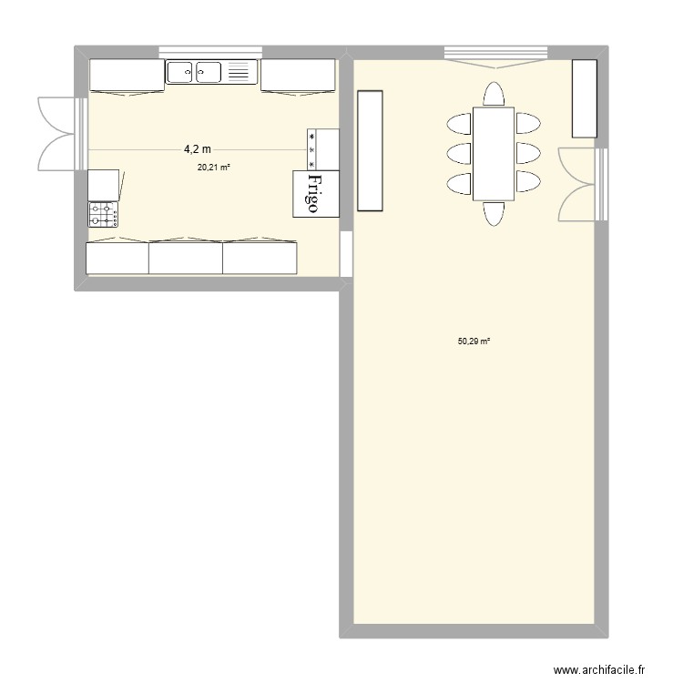Maison actuelle. Plan de 2 pièces et 71 m2