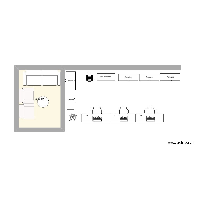 Médiathèque. Plan de 1 pièce et 9 m2