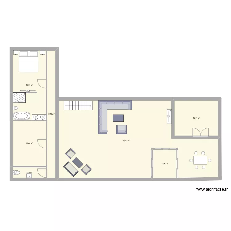 chacha. Plan de 7  et 142 m²