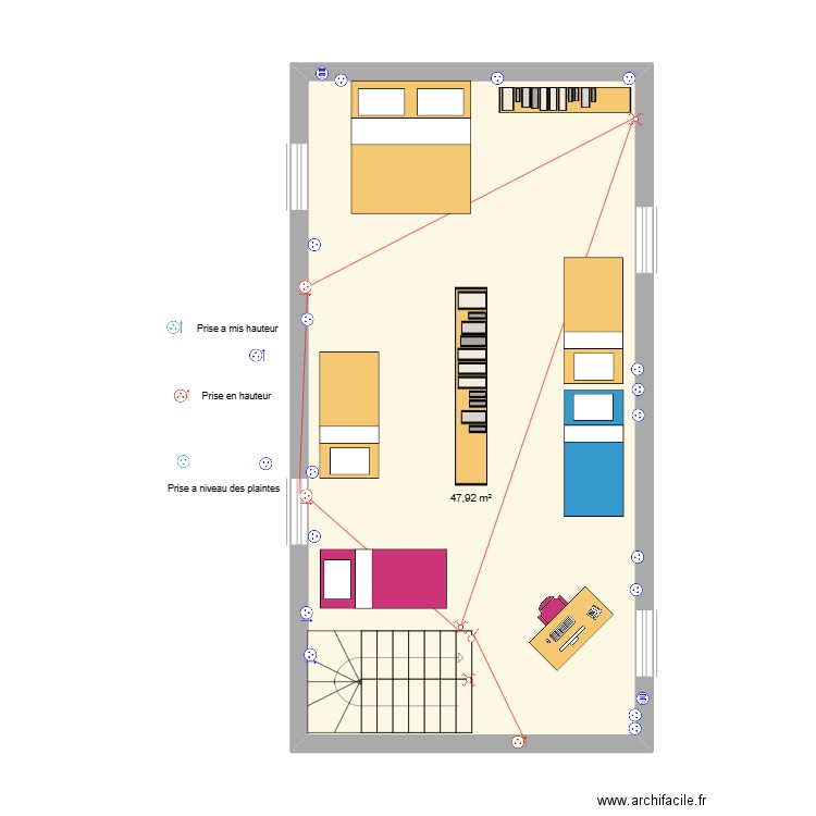 grenier- Elec. Plan de 1 pièce et 48 m2