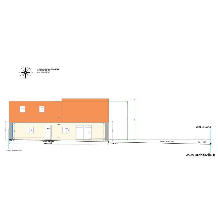 PLAN EN COUPE FACADE OUEST. Plan de 0 pièce et 0 m2