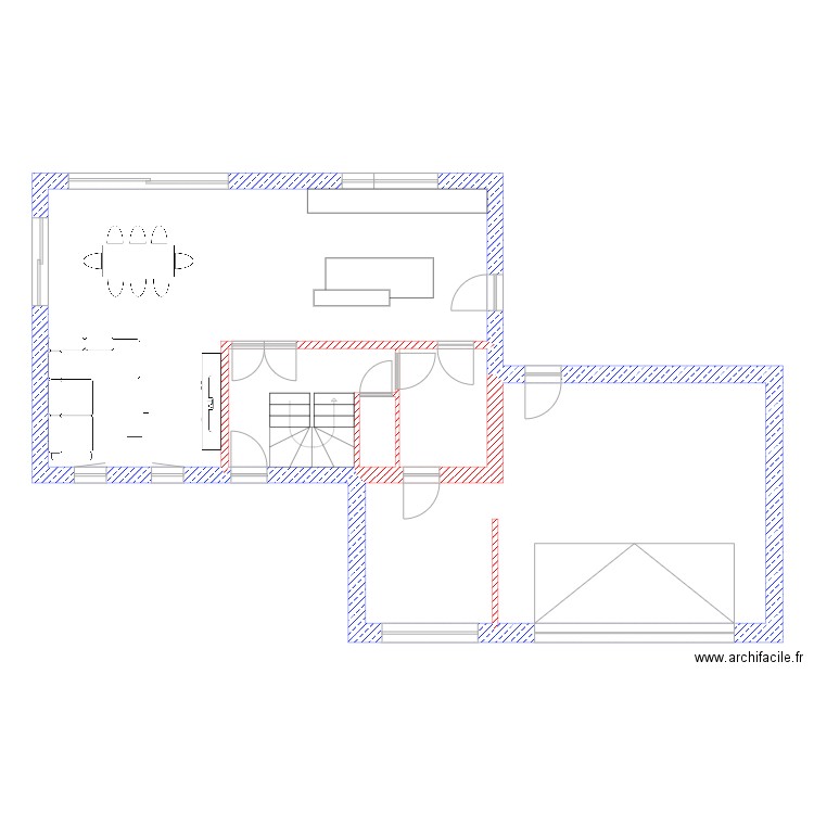 Nouveaux plan rdc mur. Plan de 5 pièces et 126 m2