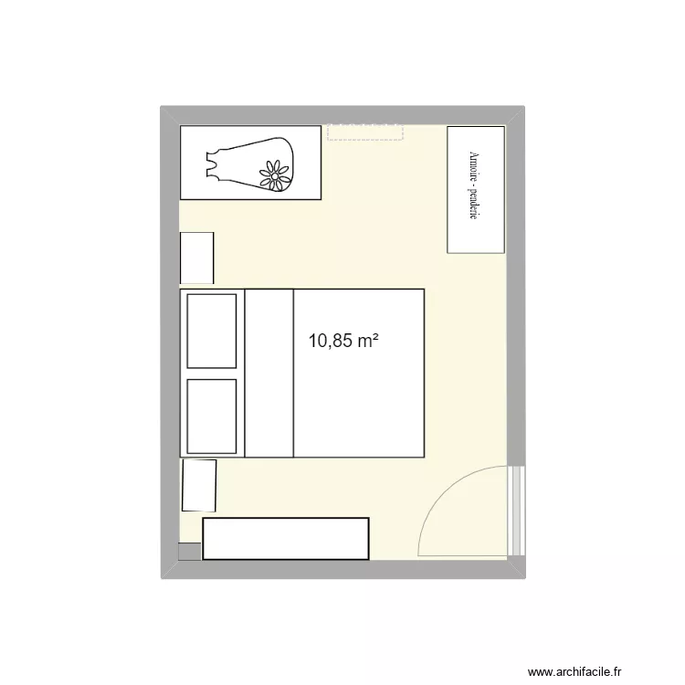 Chambre parents &eacute;tage. Plan de 