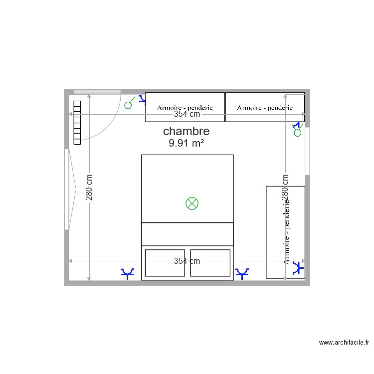 Aménagement chambre. Plan de 0 pièce et 0 m2