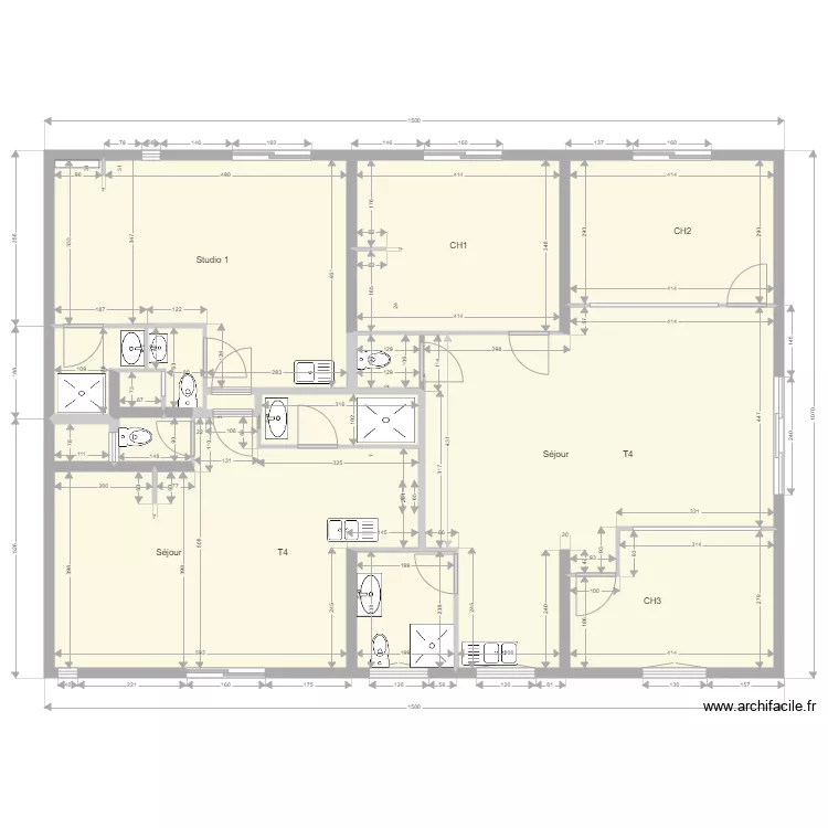 Yvrac Projet SSSOL 12 sans meuble  avec menuiserie. Plan de 