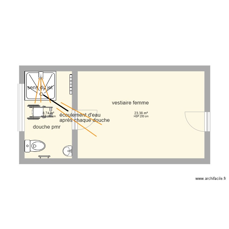 douche  . Plan de 0 pièce et 0 m2