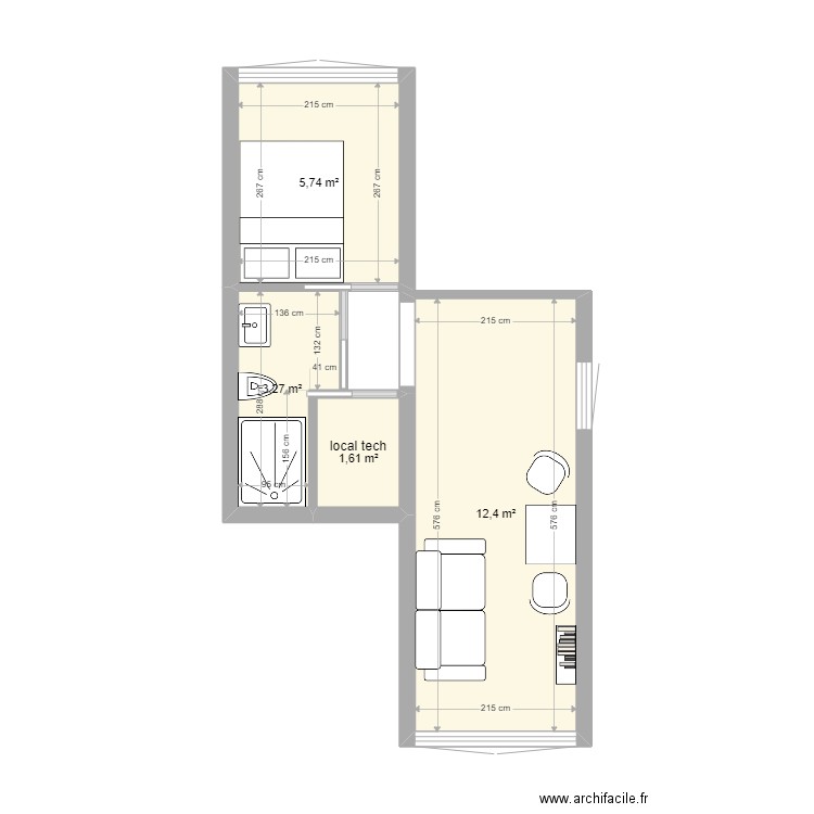 Type 2 M Bruyaux. Plan de 0 pièce et 0 m2