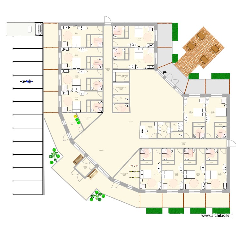 Essai maison. Plan de 53 pièces et 748 m2