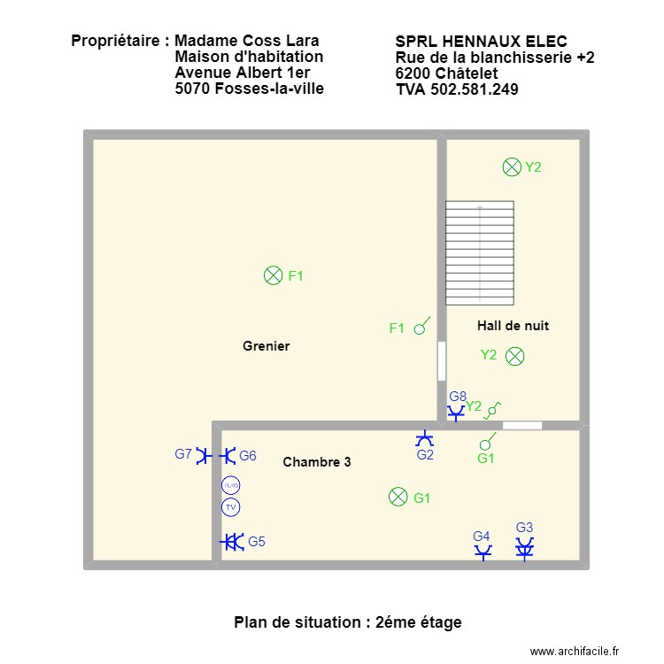 lara fosses 2eme. Plan de 3 pièces et 181 m2