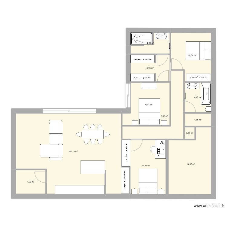 belin v4. Plan de 12 pièces et 120 m2