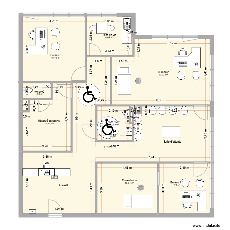domus medica bertrand descours accessibilité. Plan de 11 pièces et 155 m2
