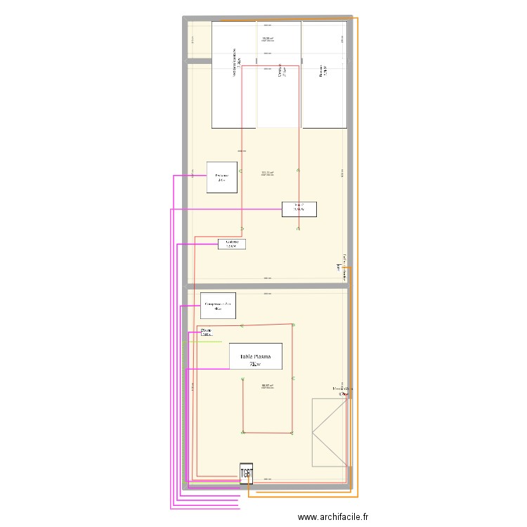 Atelier capecure. Plan de 3 pièces et 229 m2