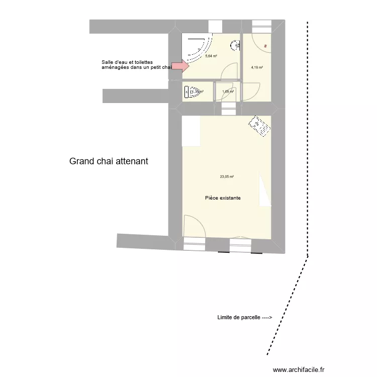 D&eacute;pendance am&eacute;nag&eacute;e. Plan de 